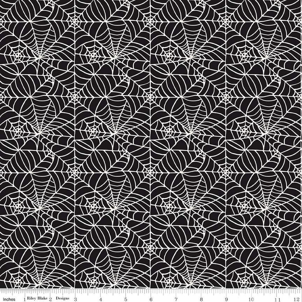 Sophisticated Halloween - Spiderweb - Black - Fabric by the Yard