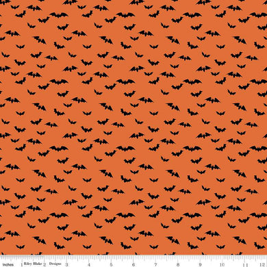 Sophisticated Halloween - Halloween Bats - Orange - Fabric by the Yard
