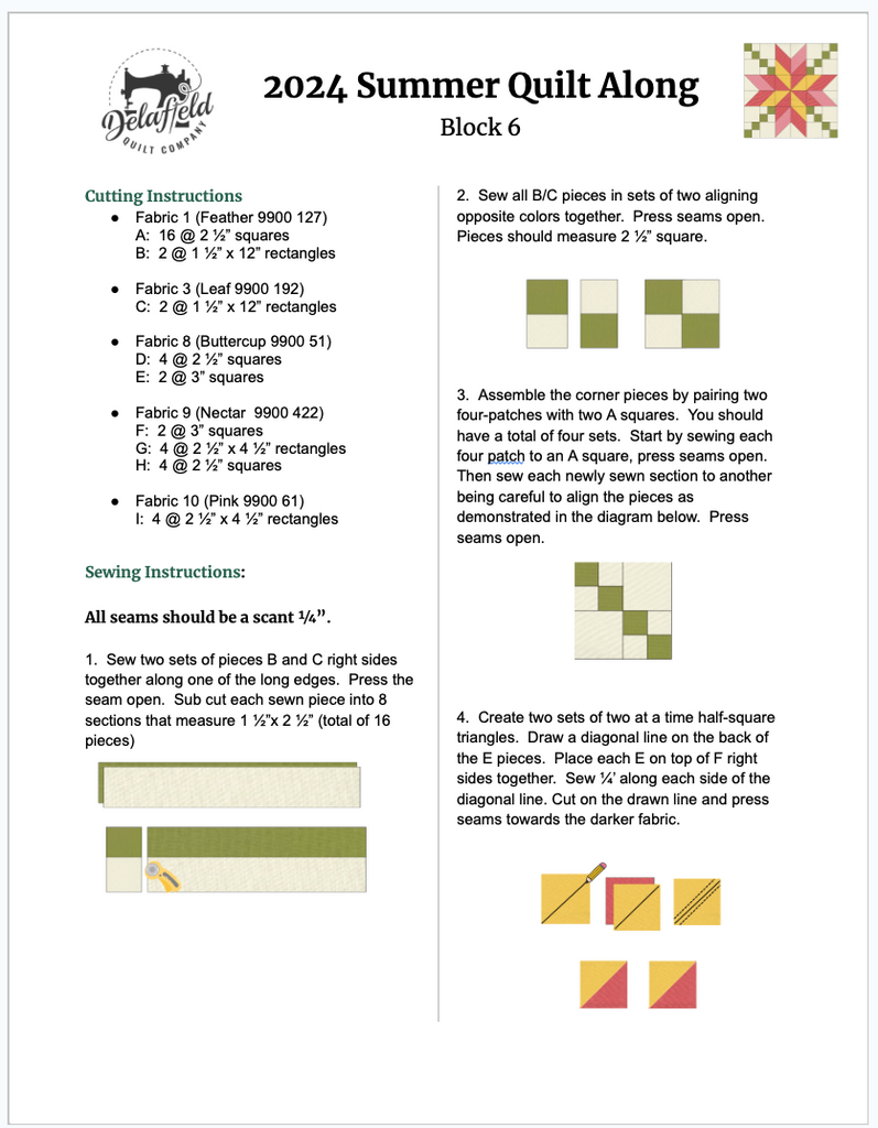 2024 Summer Quilt Along – Delafield Quilt Company