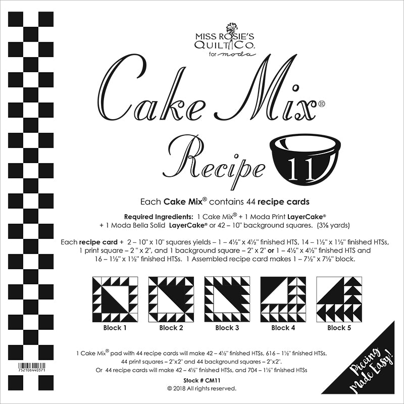 Cake Mix Recipe 11 44ct CM11 Miss Rosie