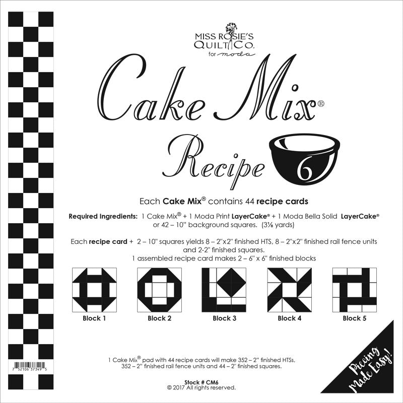 Cake Mix Recipe 6 44ct CM6 Miss Rosie