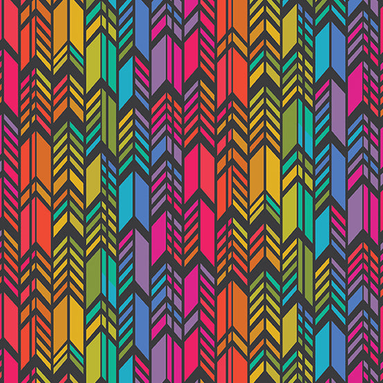 Art Theory - Rainbow Feather  - Night  - Fabric by the Yard