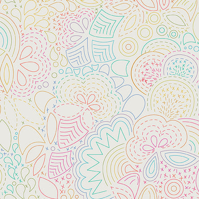 Art Theory - Rainbow Stitched  - Day - Fabric by the Yard