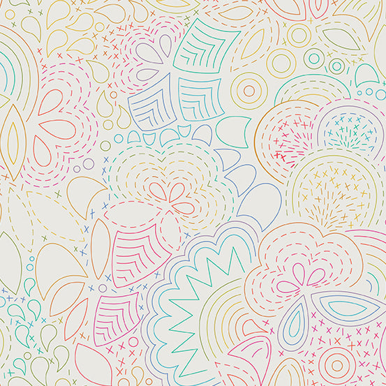 Art Theory - Rainbow Stitched  - Day - Fabric by the Yard
