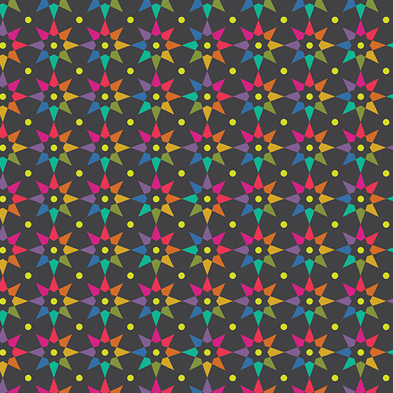 Art Theory - Rainbow Star  - Night - Fabric by the Yard