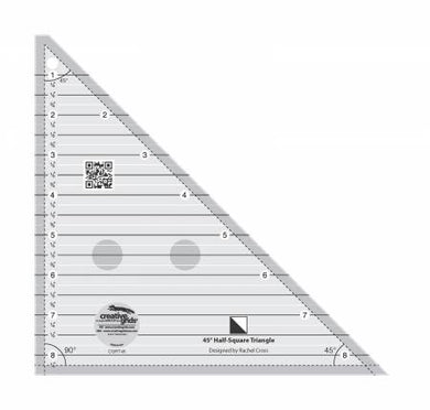 Creative Grids 45 Degree Half-Square Triangle 8-1/2in Quilt Ruler