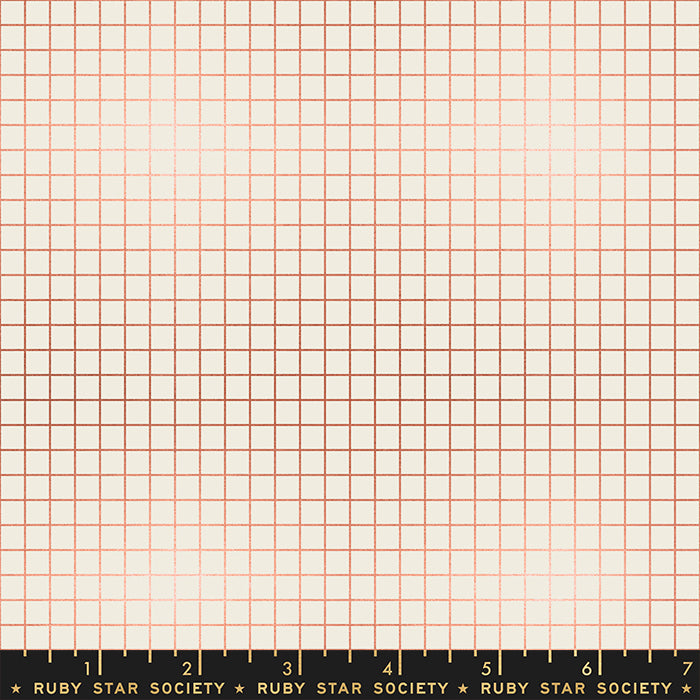 Grid Metallic Copper RS3005 31M - Fabric by the Yard
