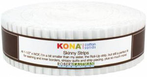 Skinny Strips Kona Solids White Colorway 40pcs 1 1/2in