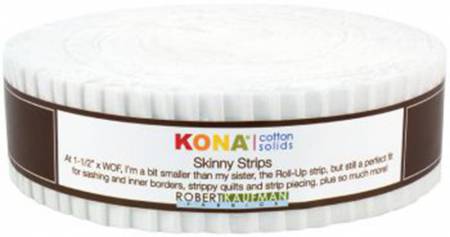 Skinny Strips Kona Solids White Colorway 40pcs 1 1/2in