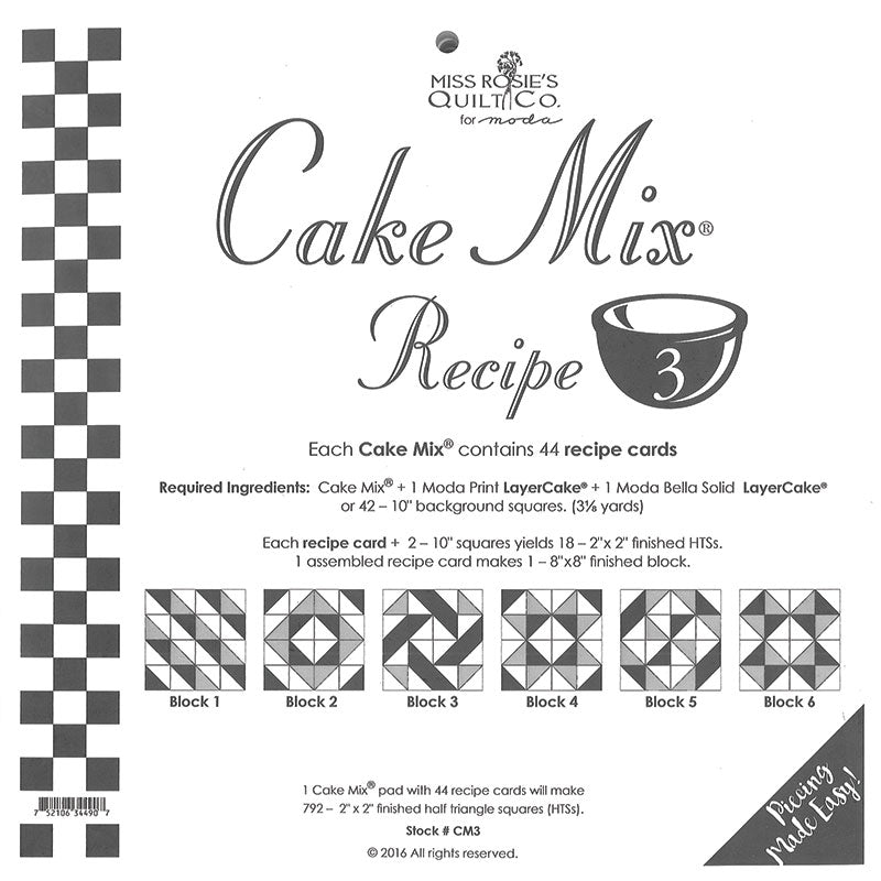 Cake Mix Recipe 3 44ct CM3 Miss Rosie