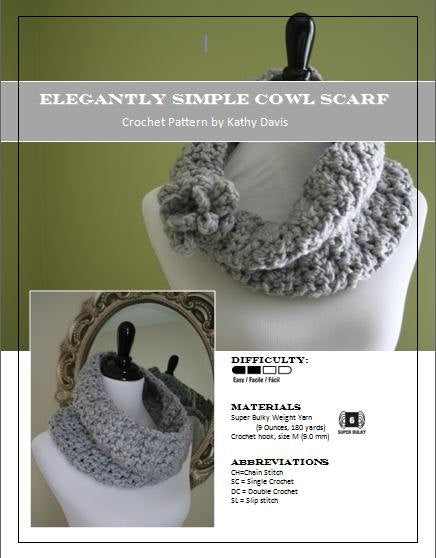Crochet Pattern-Elegantly Simple Cowl Scarf - Digital Download