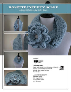 Crochet Pattern-Rosette Infinity Scarf - Digital Download