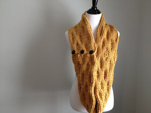 Crochet Pattern-Cable and Puffs Scarf - Digital Download